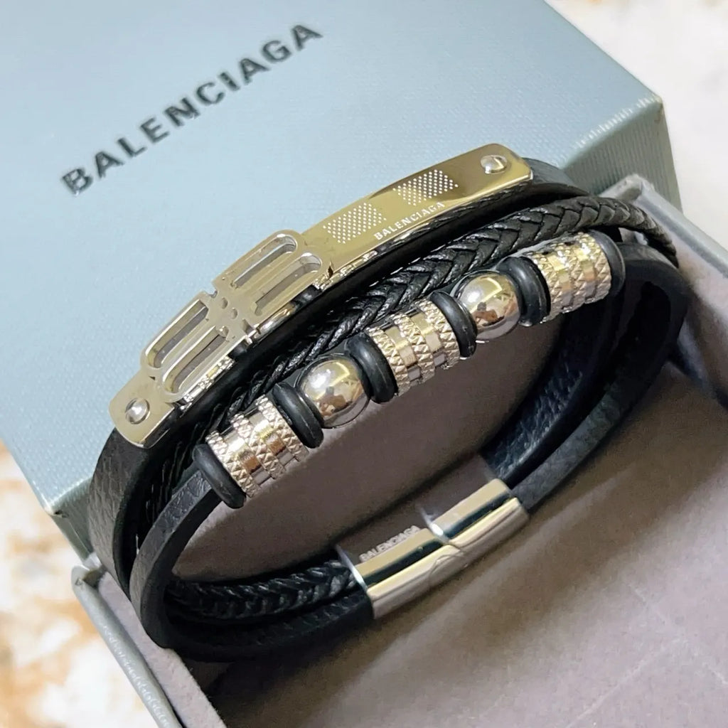 Balenciaga Black Leather Bracelet - Hình 3