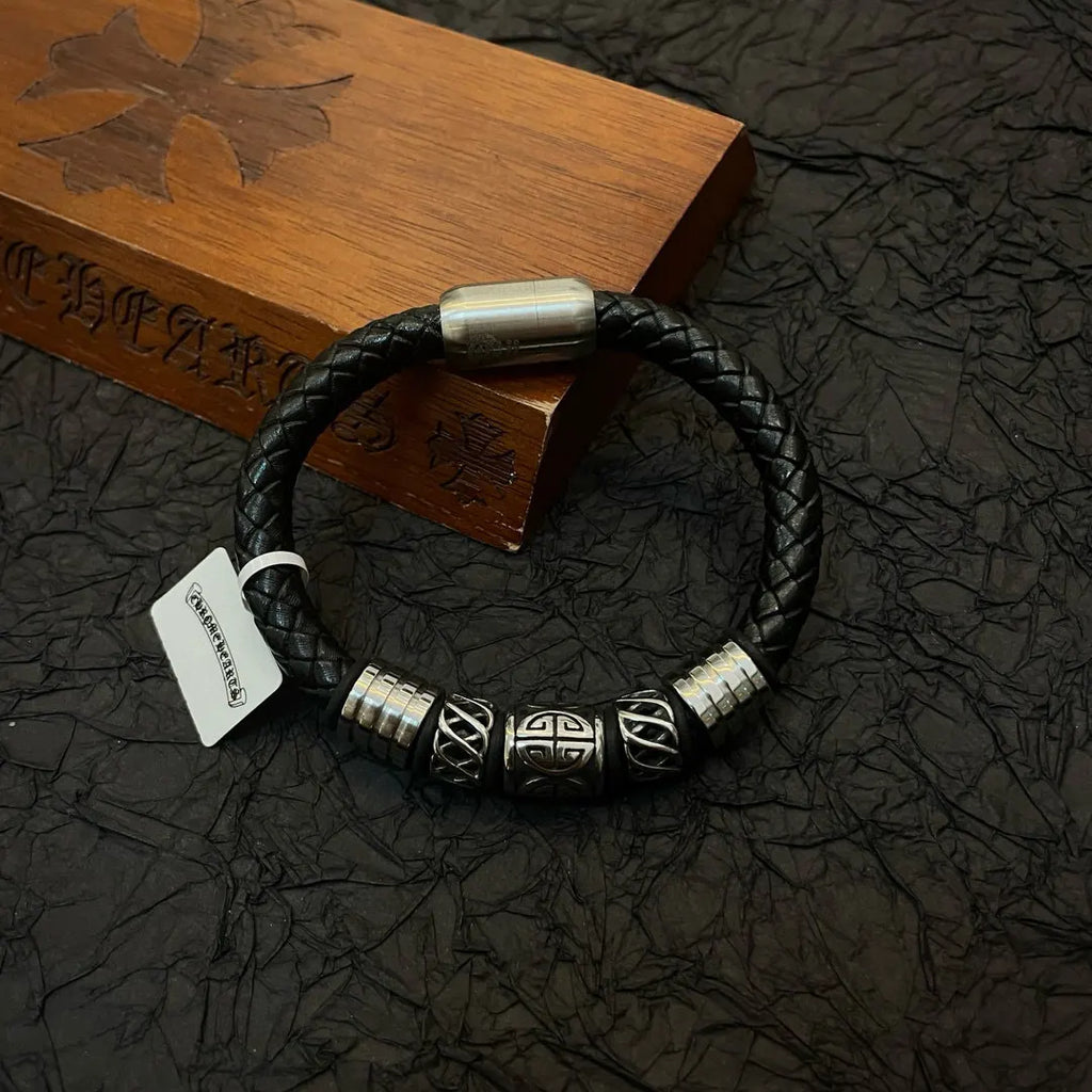 Chrome Hearts Braided Leather Bracelet Premium Quality - Hình 5