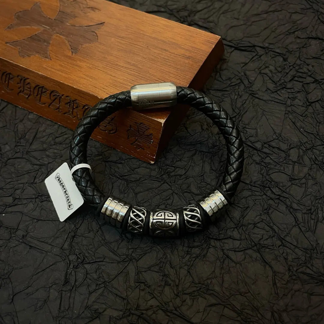 Chrome Hearts Braided Leather Bracelet Premium Quality - Hình 5