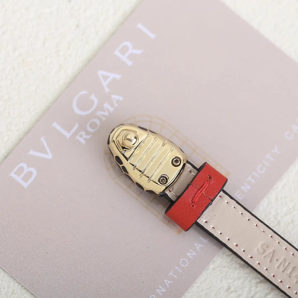 BVLGARI Serpenti Red Leather Bracelet - Hình 6