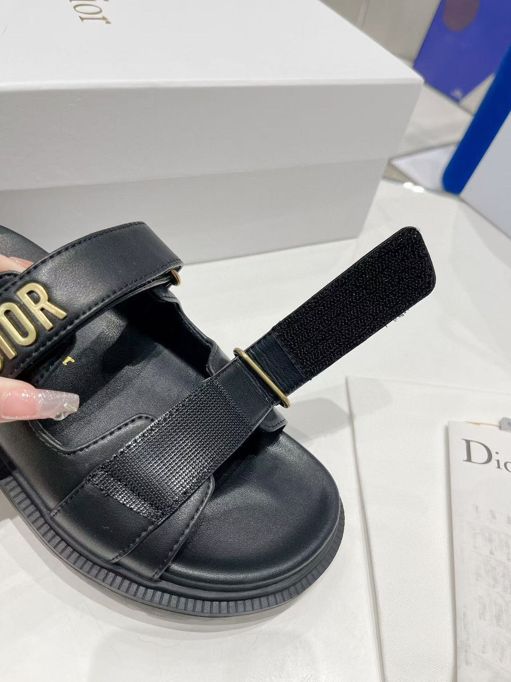 Dior CD Act Sandals in Black Lambskin