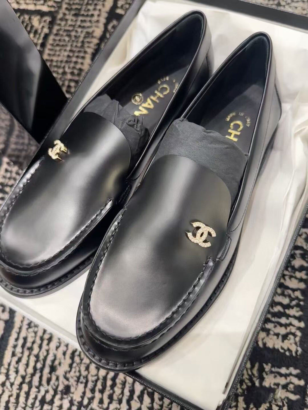 Chanel Moccasins 2025 in Black Calfskin