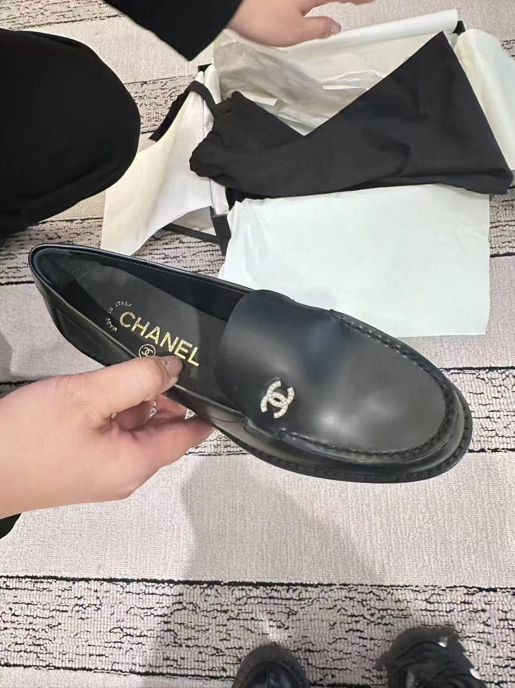 Chanel Moccasins 2025 in Black Calfskin