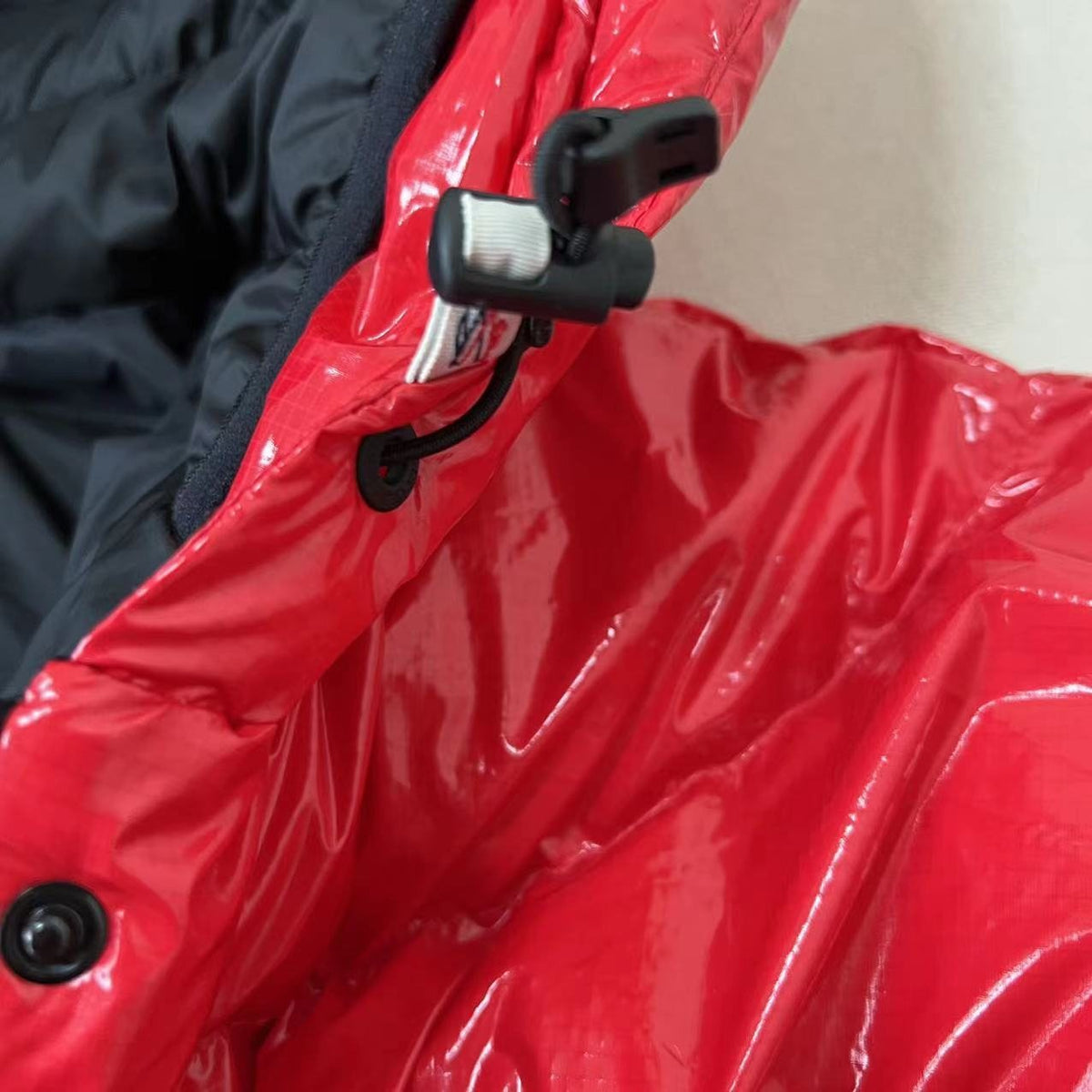 Moncler Women's Glossy Belted Hooded Puffer Coat — detail