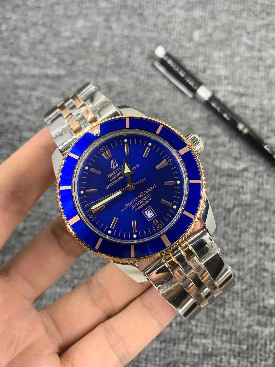 Breitling Blue Two-Tone Watch