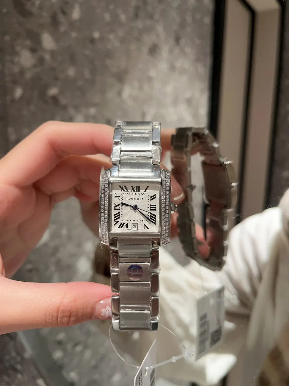 Cartier Diamond Stainless Steel Watch - Hình 2