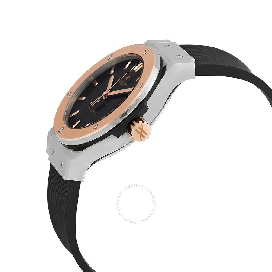 black Hublot Rose Gold Rubber Watch - Hình 2