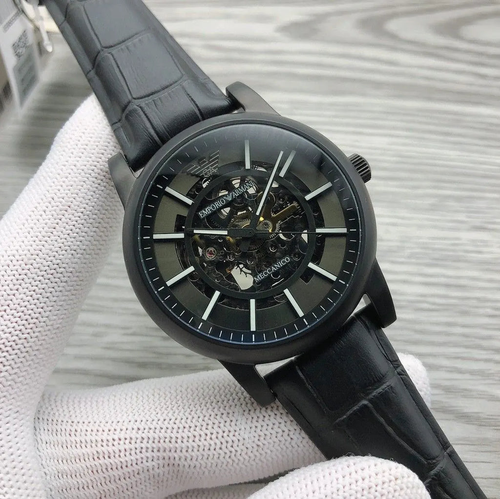 Armani Black Skeleton Watch - Hình 7