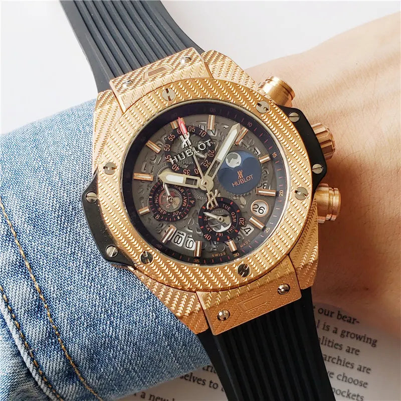 big Hublot Gold Black Rubber