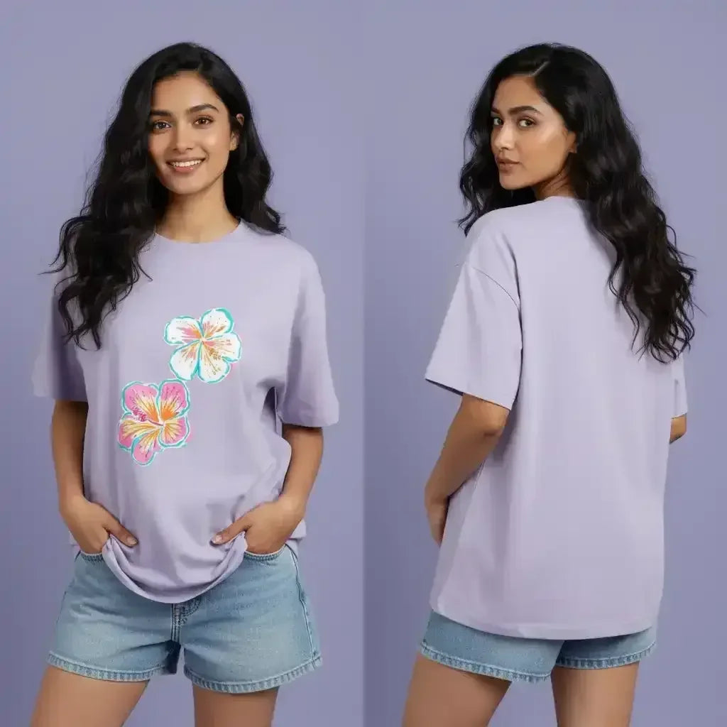 Neon Hibiscus Oversized Tee - Urban Theory Co - Urban Theory Co