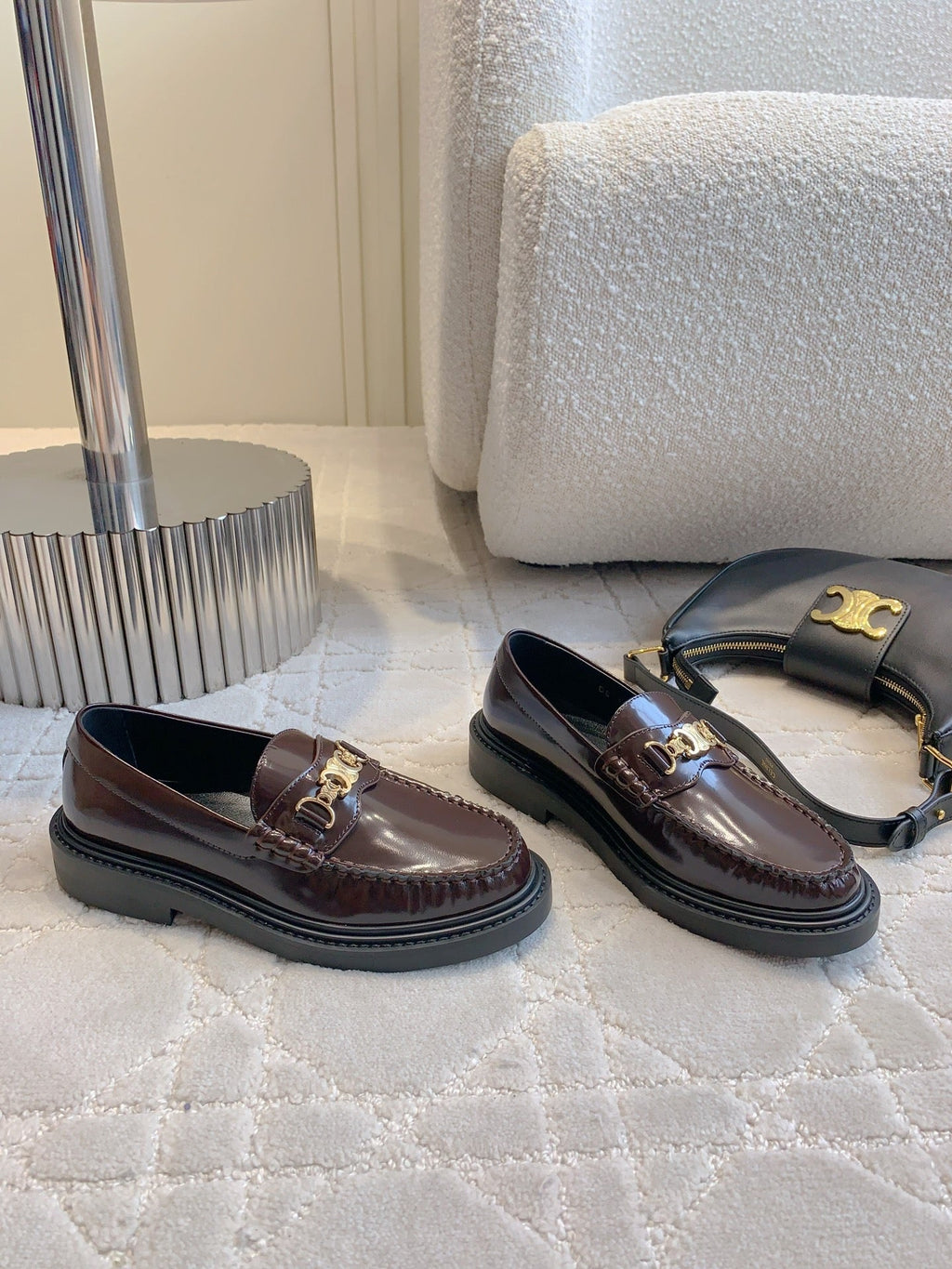 Chanel 25S Arc de Triomphe Loafers in Rosewood Calfskin Gold Hardware