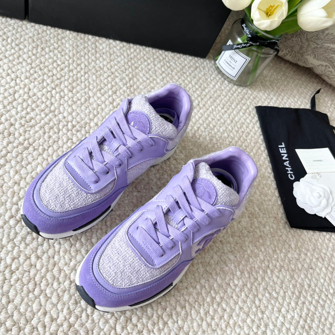 Chanel Sneaker in Iris Purple Wool Tweed and Suede