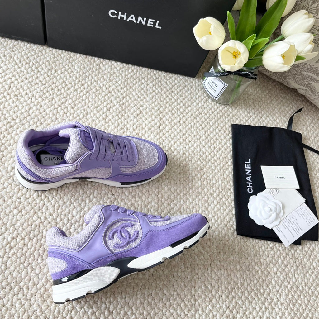 Chanel Sneaker in Iris Purple Wool Tweed and Suede