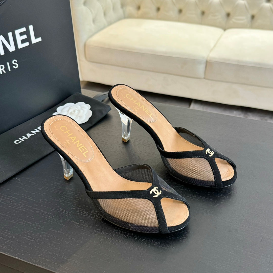 Chanel Double C High Heel Black Lambskin