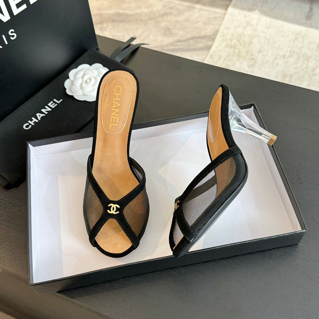 Chanel Double C High Heel Black Lambskin