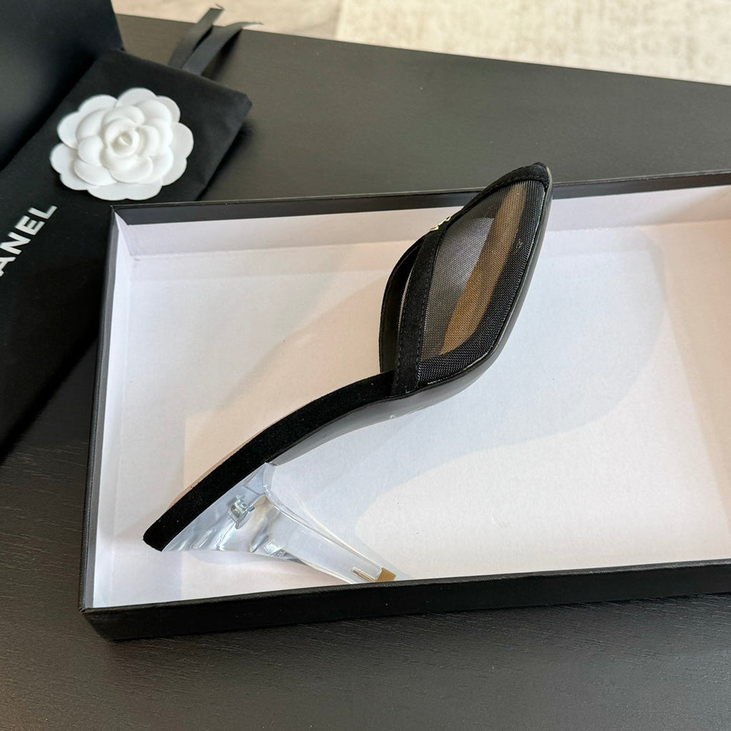 Chanel Double C High Heel Black Lambskin