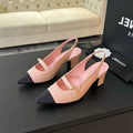 Chanel Double C Women's Slingback Spirit Toe Light Pink Lambskin