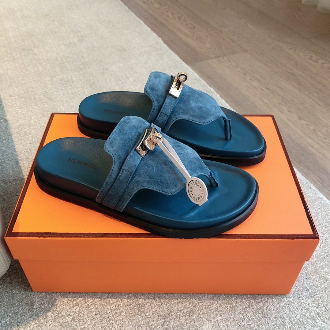Hermes Empire Sandal Aegean Suede