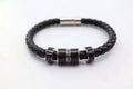 Premium Braided Leather Bracelet with Crystal Accents