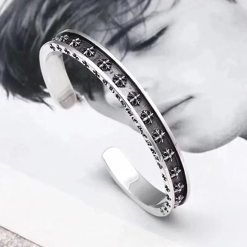Premium Silver Cuff Bracelet with Cross Design - Hình 7