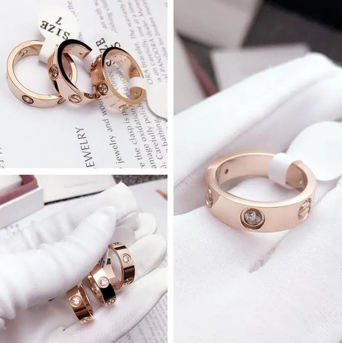 Cartier Rose Gold Diamond Ring love - Hình 7