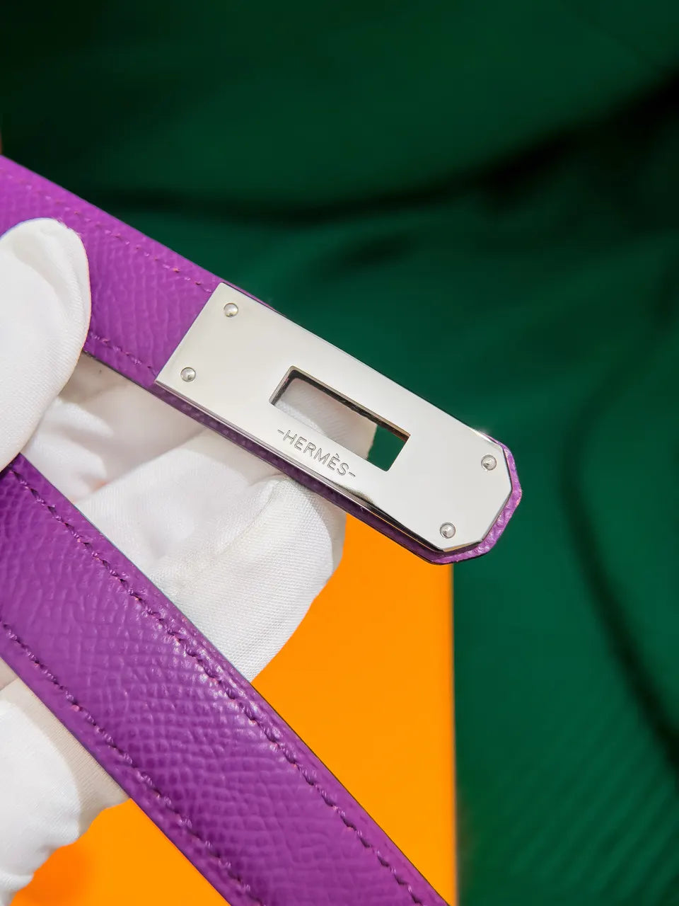 Hermes Purple Leather Belt - Hình 5