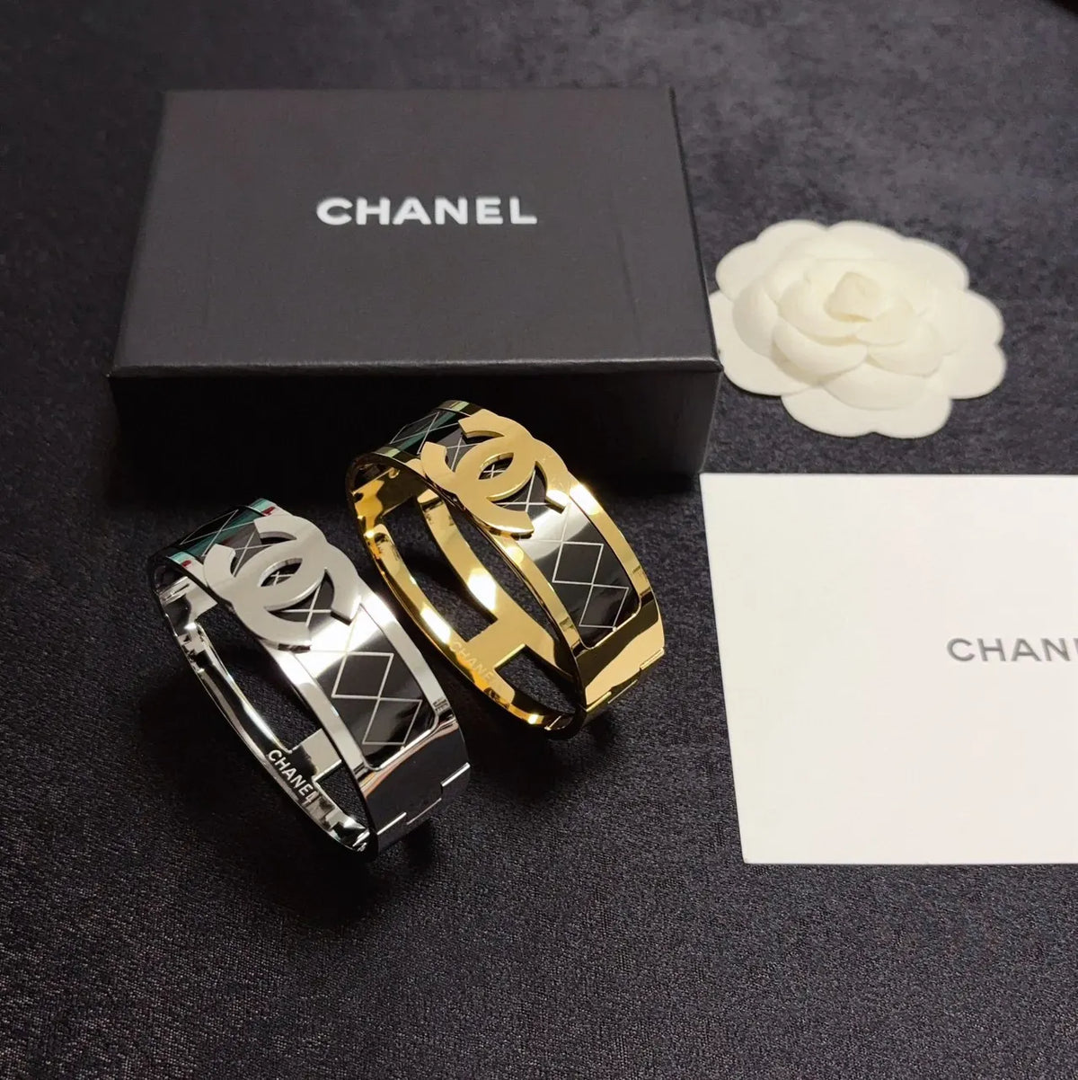Silver-Tone Logo Bracelet on Wrist - Hình 9
