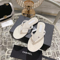 Chanel Double Flip Flop Thongs White Sheepskin