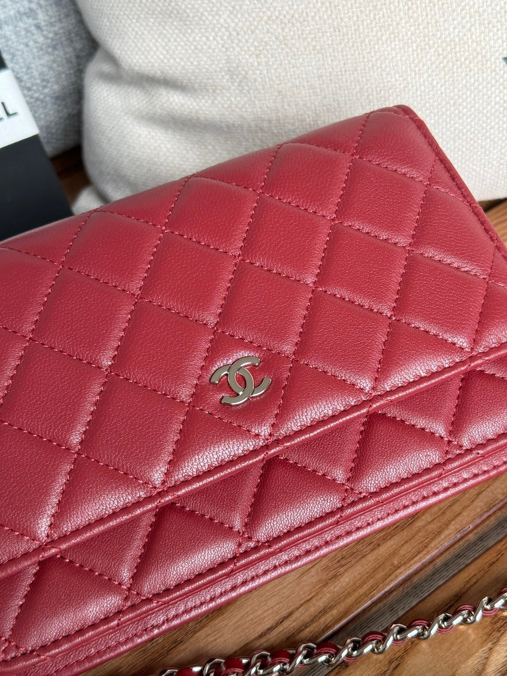 Chanel WOC Entrupy 19 Bag in Cherry Red Calfskin