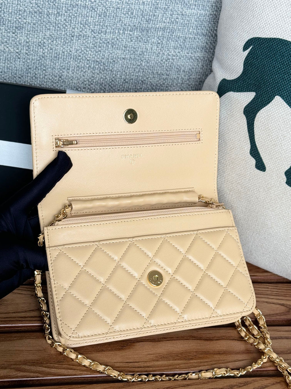 Chanel WOC Entrupy 19 Bag in Dark Cream Calfskin
