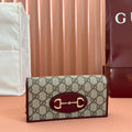 Gucci Horsebit 1955 Wallet On Chain 19 in Beige Dark Brown New and Rosso Ancora Red Calfskin