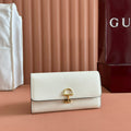 Gucci Softbit Continental Wallet 19 in White Grainy Calfskin Gold Hardware