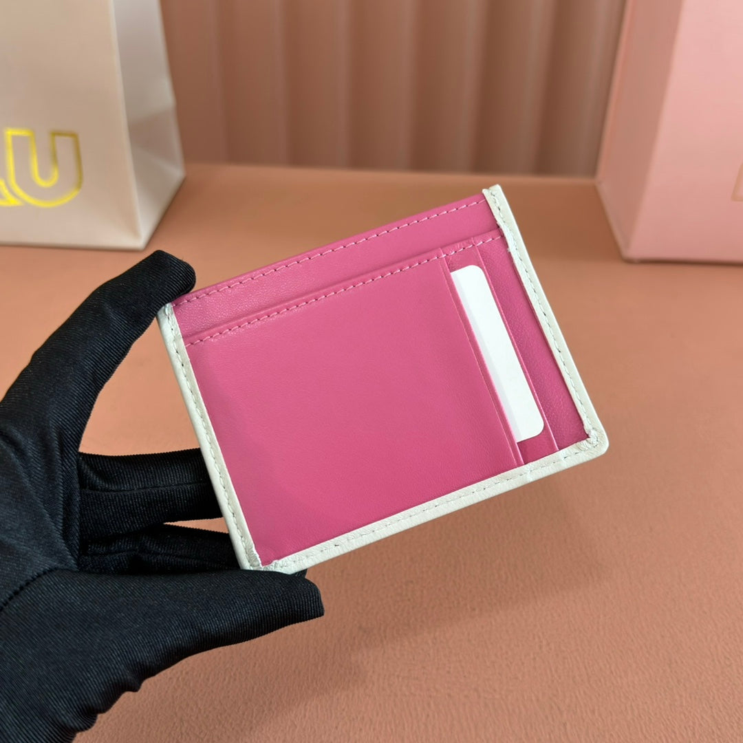 Matelassé Nappa Leather Card Holder Fuchsia