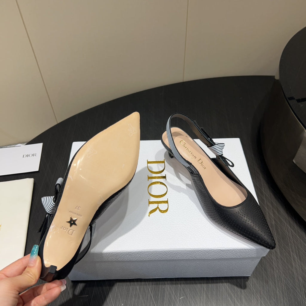 Dior High Slingback 25S 50 mm in Black Calfskin