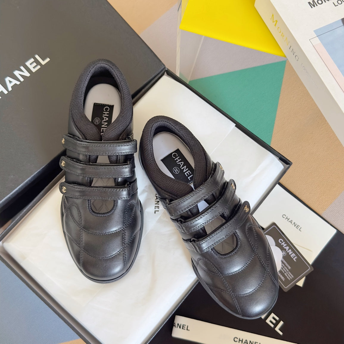 Chanel Mary Jane Sneaker in Black Lambskin