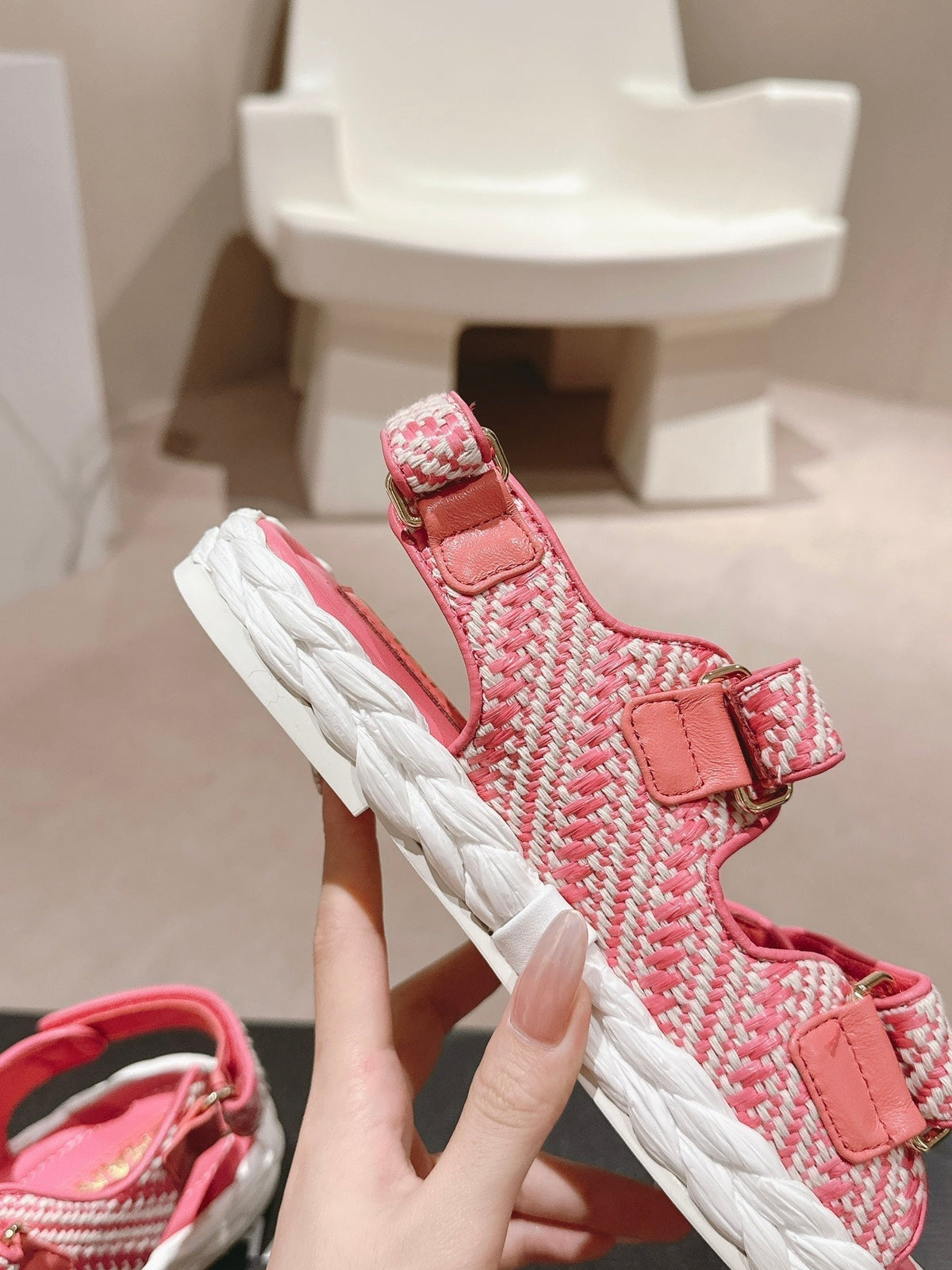 Chanel Dad Sandals in Blush Pink Calfskin