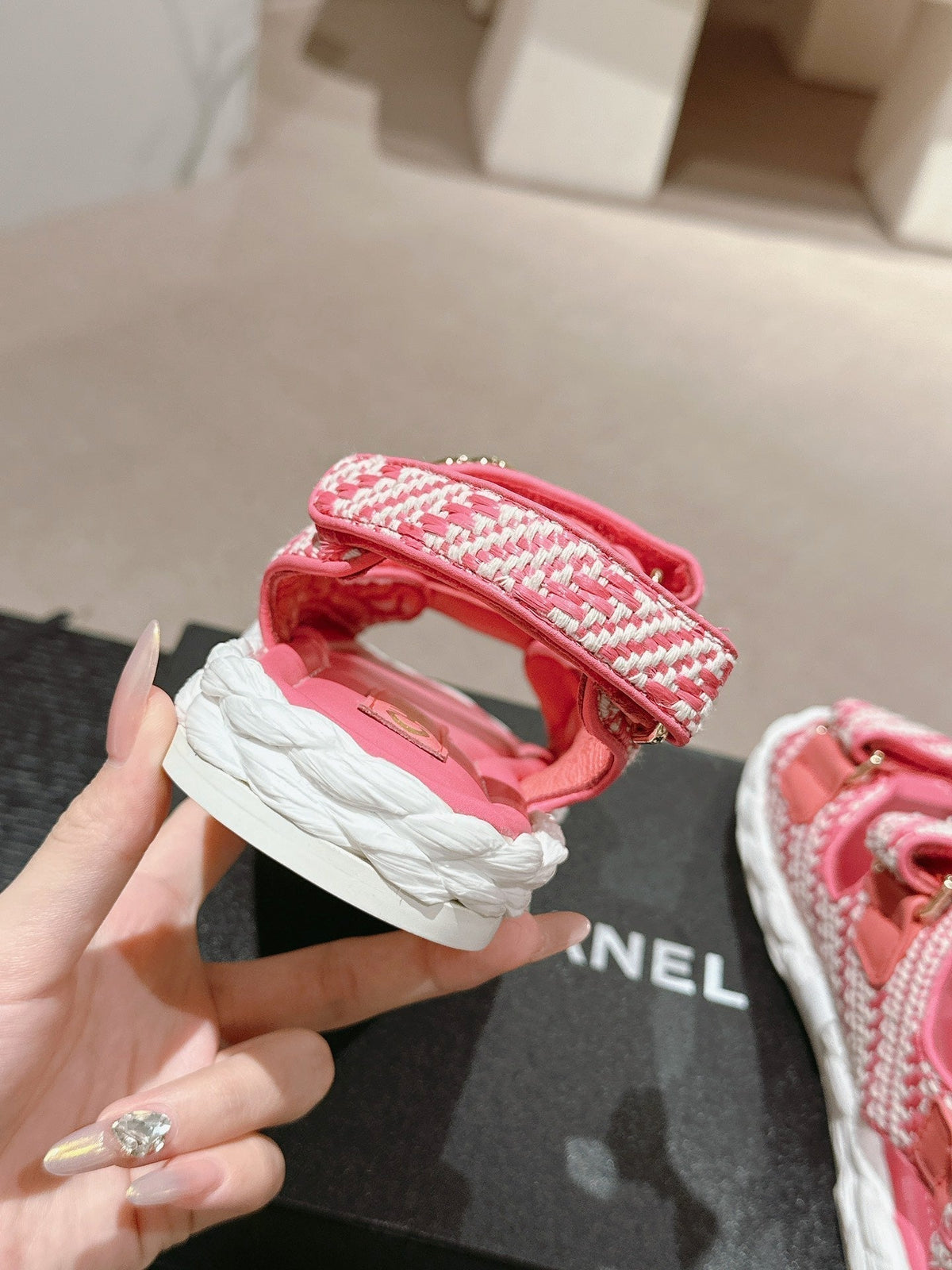 Chanel Dad Sandals in Blush Pink Calfskin