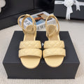 Chanel 25C Sandal 45mm Open Heel Beige Lambskin 233490