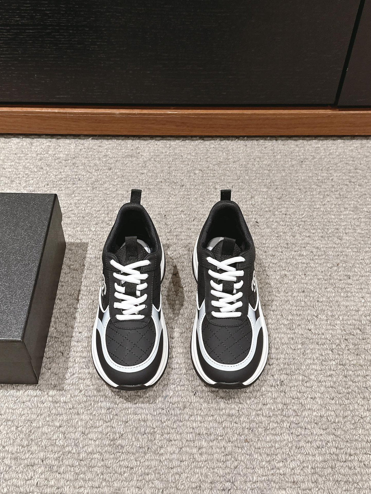 Chanel Classic Sneaker in Black Mix White Lambskin