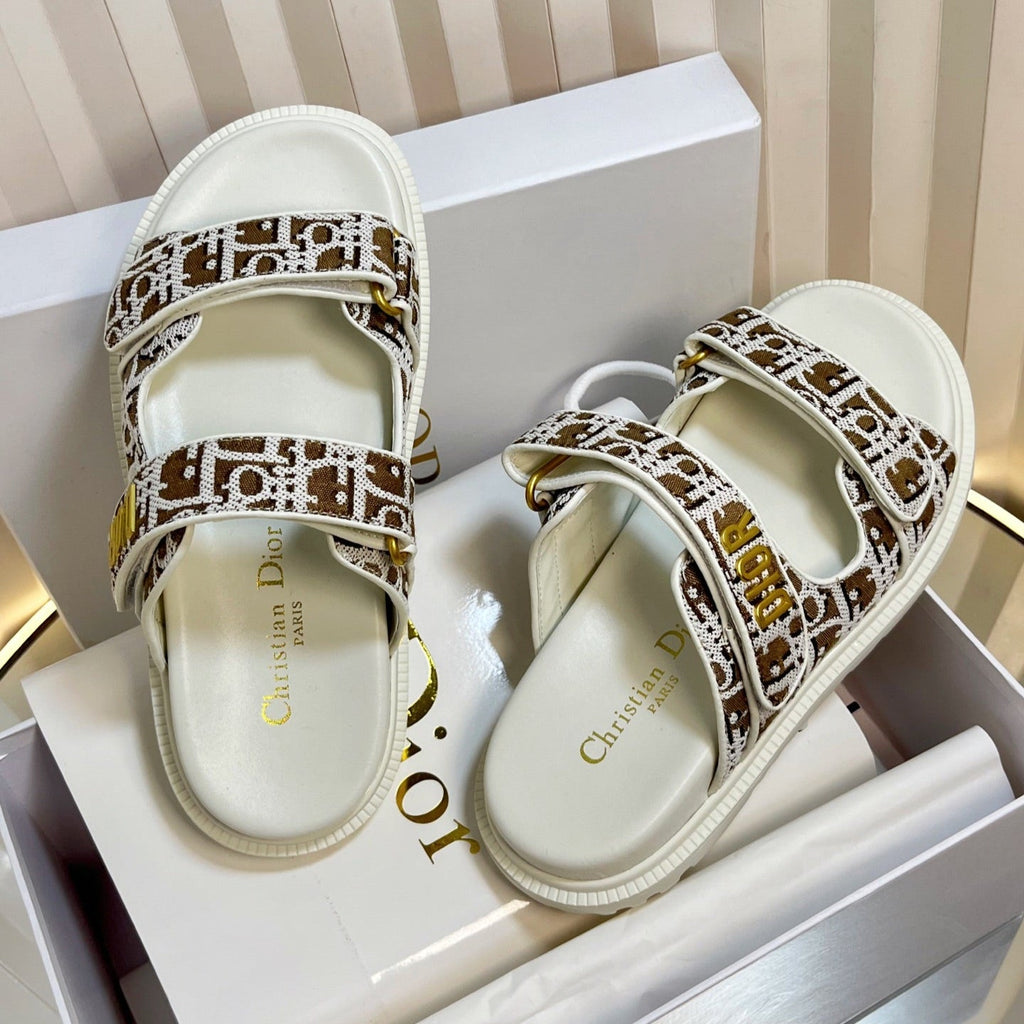 Dior Act Slides 25mm in Brown Tweed