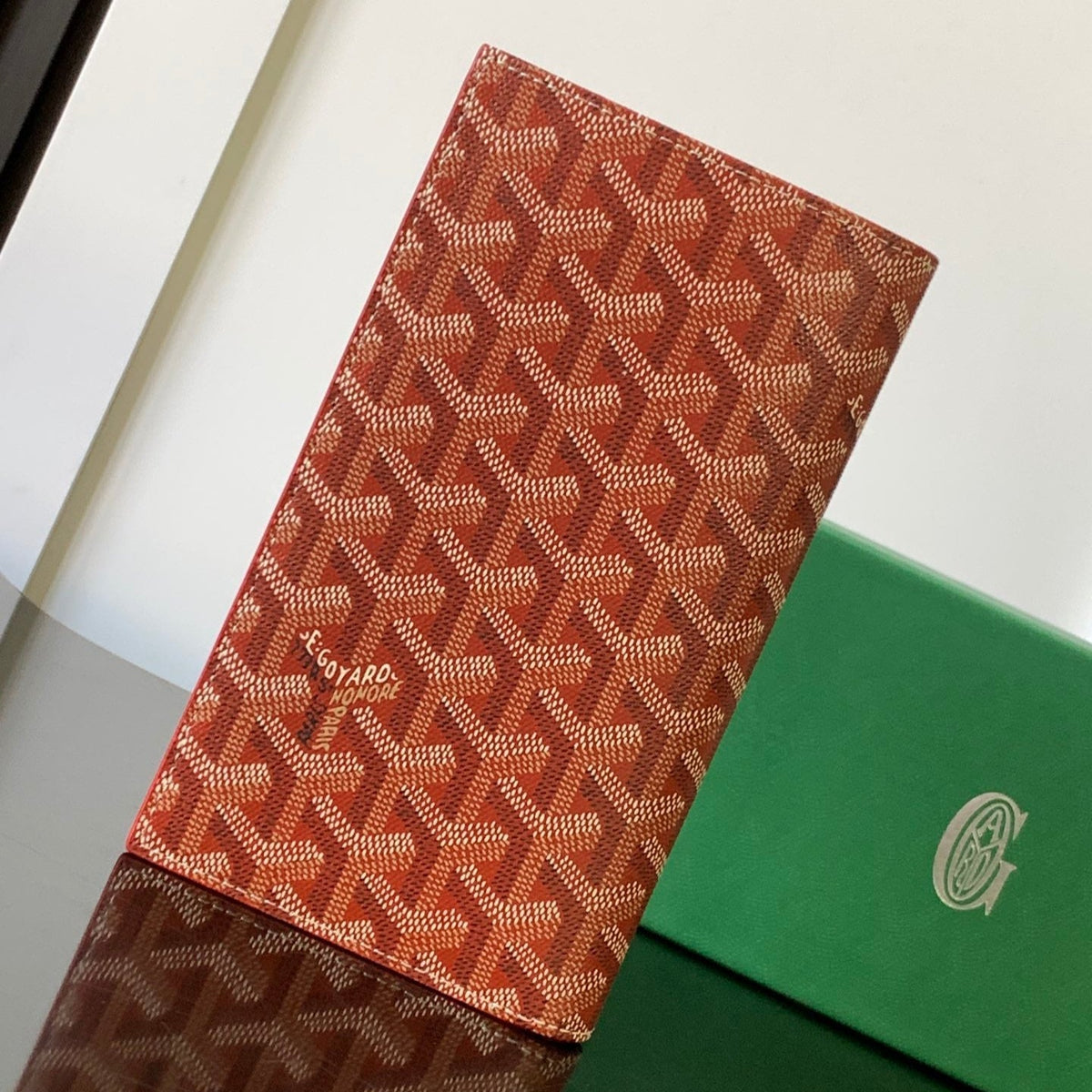 Goyard Richelieu Checkbook Wallet 19 in Persian Red Goyardine Canvas and Calfskin