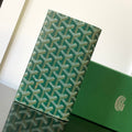 Goyard Richelieu Checkbook Wallet 19 in Green Goyardine Canvas and Calfskin