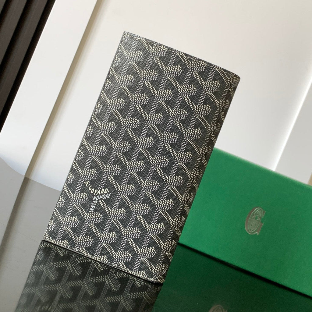 Goyard Richelieu Checkbook Wallet 19 in Grey Goyardine Canvas and Calfskin