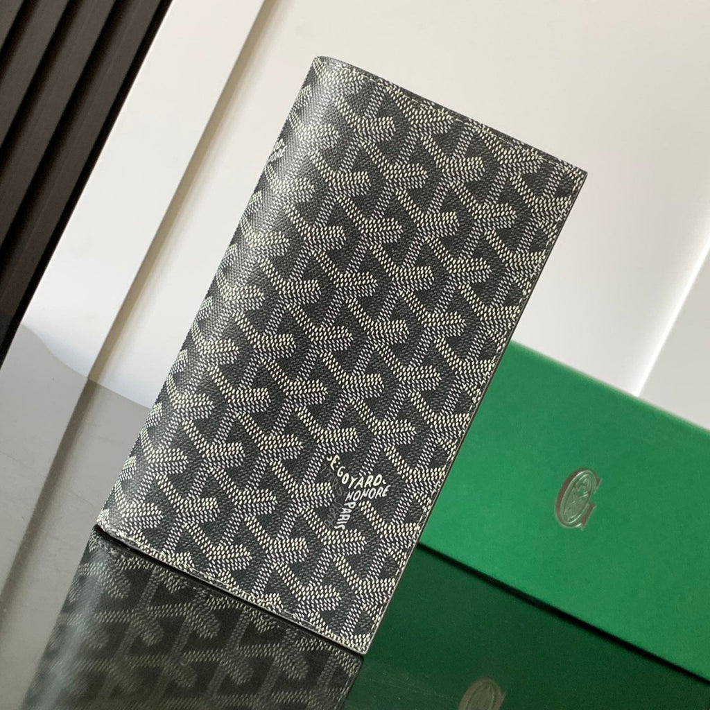 Goyard Richelieu Checkbook Wallet 19 in Grey Goyardine Canvas and Calfskin