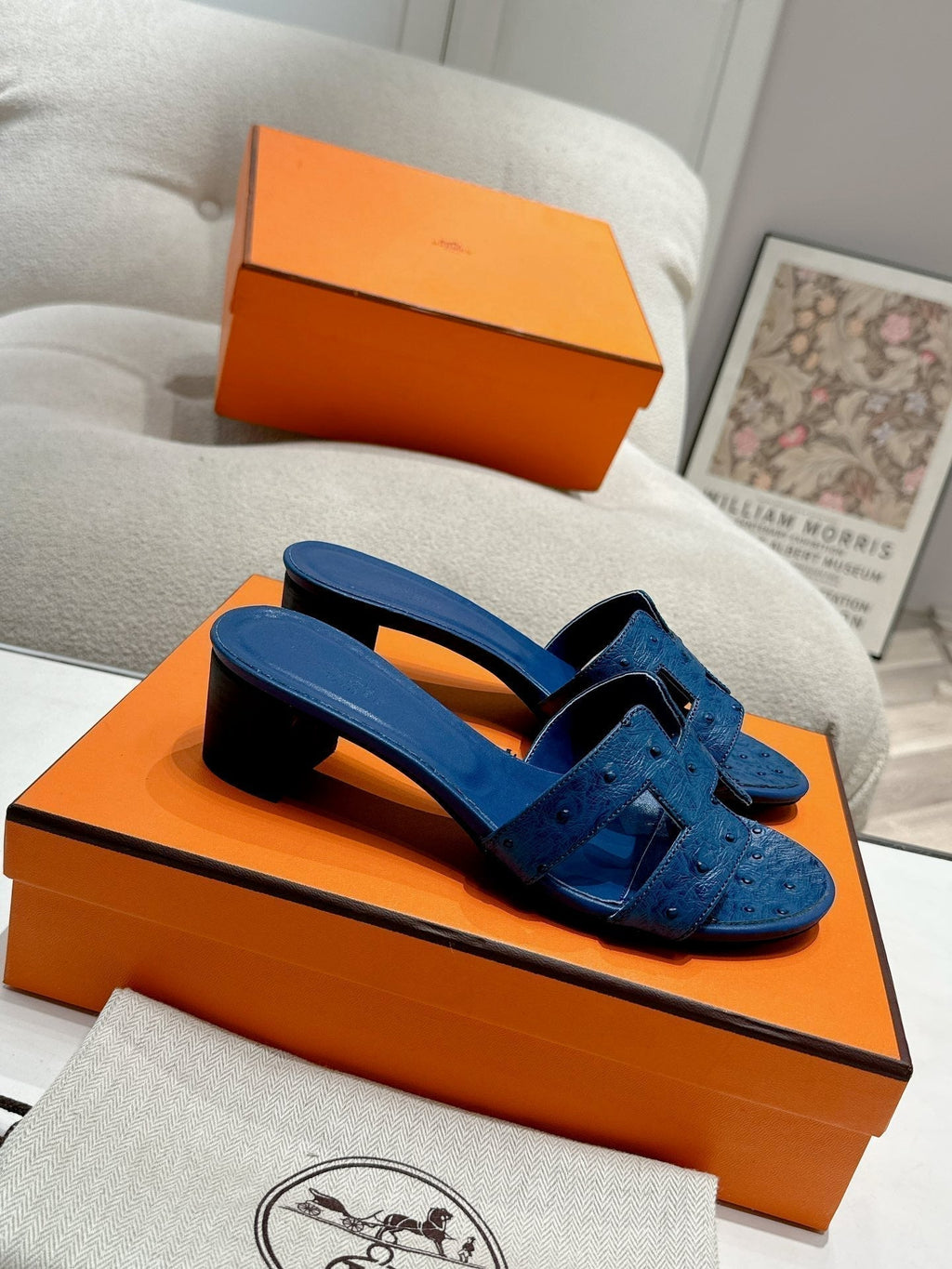 Hermes 0ASIS Sandal Navy Calfskin Special