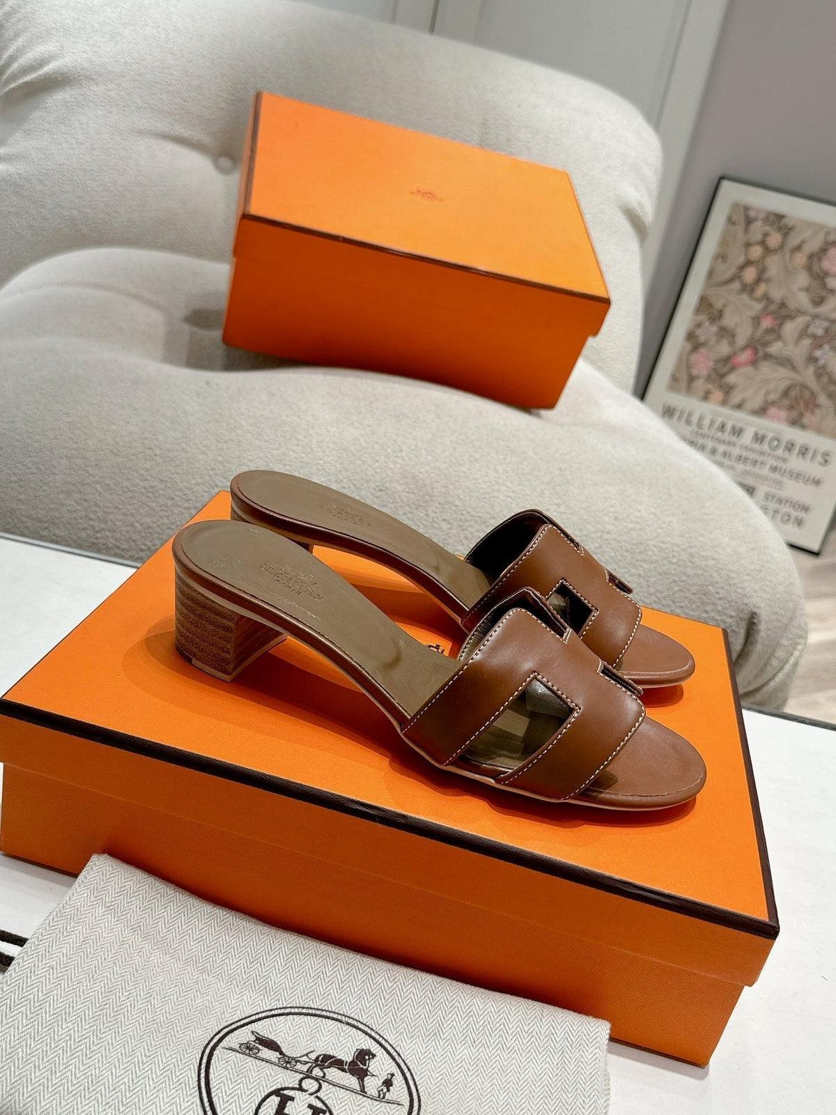 Hermes 0ASIS Sandal Sepia Calfskin Classic