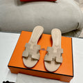 Hermes 0ASIS Sandal White Cream Calfskin Classic