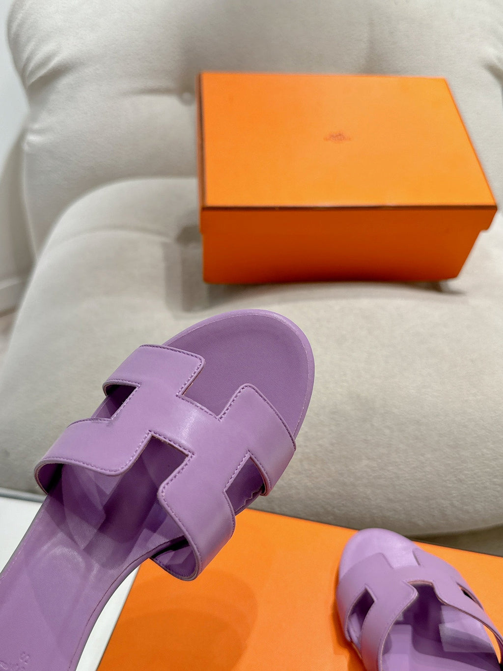 Hermes 0ASIS Sandal Purple Calfskin Classic