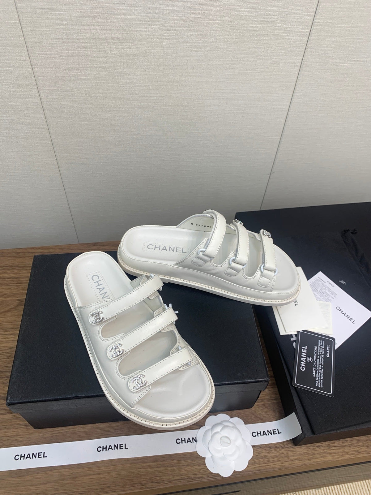 Chanel Dad Sandal in White Lambskin Mule