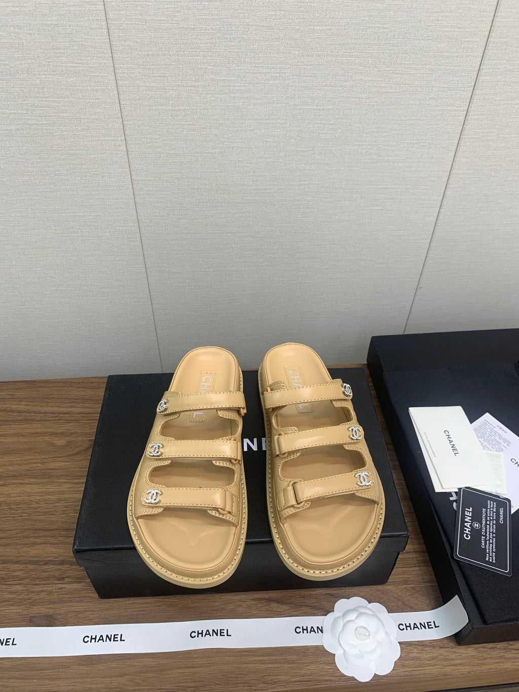 Chanel Dad Sandal in Yellow Cream Lambskin Mule